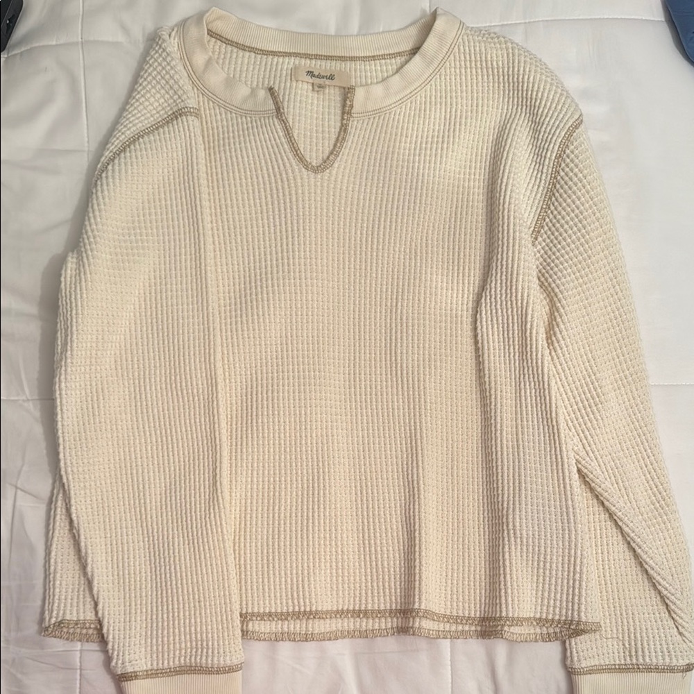 Cream Waffle Knit Sweater